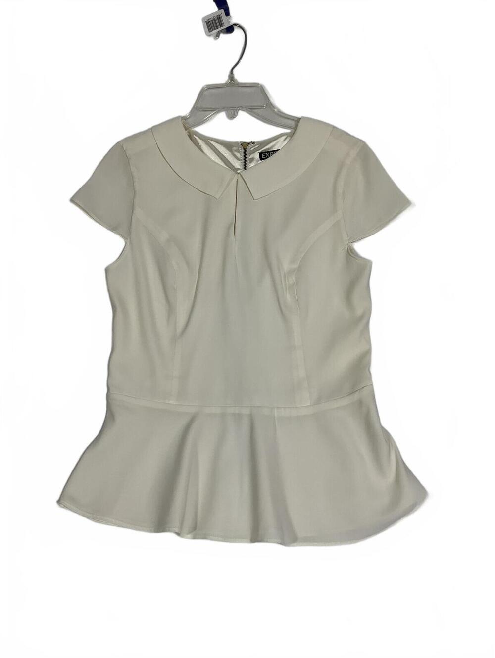 Express Women's Cream Short Sleeve Peplum Top Size Small b31